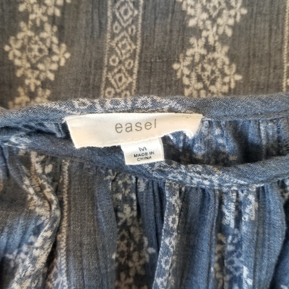 Easel BOHO Blue & White Flowy Tunic Dress Size Medium - Picture 8 of 9